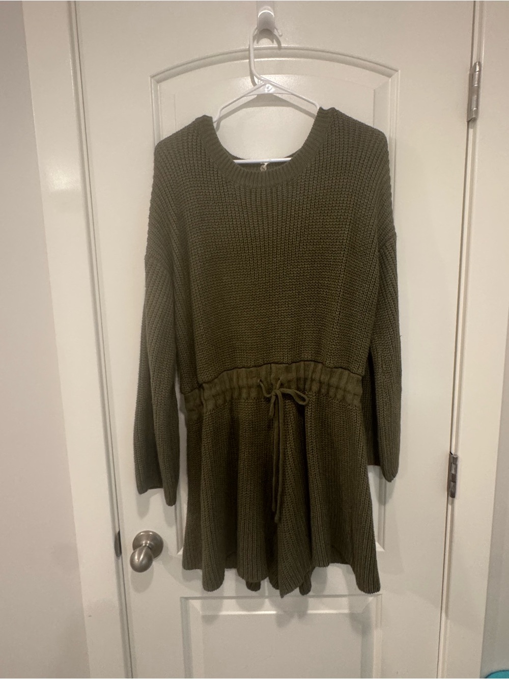Petal & Pup Olive Knit Long-Sleeve Drawstring Waist romper